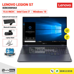 Lenovo Legion S7 15IMH5, 82BC0009AX, Intel Core i7-10750H, 16GB RAM, 1TB SSD, 15.6 Inches FHD Display, Windows 10, 2 Years Warranty - Grey