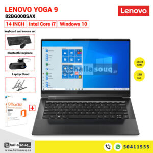 Lenovo Ideapad Yoga 9 14ITL5, 82BG000SAX, Intel Core i7-1185G7, 16GB RAM, 1TB SSD,14 Inches FHD Display, Windows 10 + MS office 365 - Black