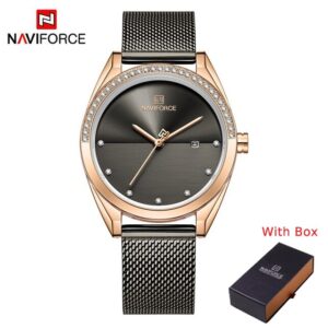 NAVIFORCE NF 5015 Women's Stainless Steel Watch - Rose Gold White