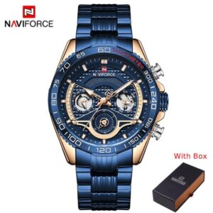 NAVIFORCE NF 9185 Men's Watch Stainless Steel - Rose Gold Black