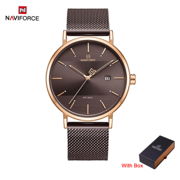 NAVIFORCE NF 3008 Men's Watch Mesh band Stainless Steel - Blue Rose Gold