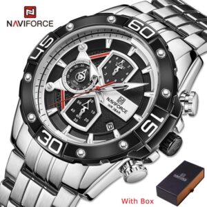 NAVIFORCE NF 8018 Men's Luxury watch Stainless Steel - Silver Black