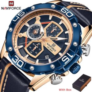 NAVIFORCE NF 8018L Men's Luxury Leather Watch - Brown