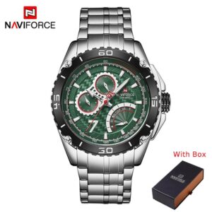 NAVIFORCE NF 9183 Men's Watch Stainless Steel Date Week Display - Coffee
