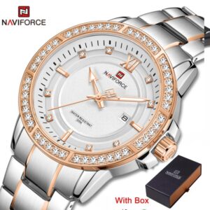 NAVIFORCE NF 9187 Men's watch with Date and Rhinestone - Silver White