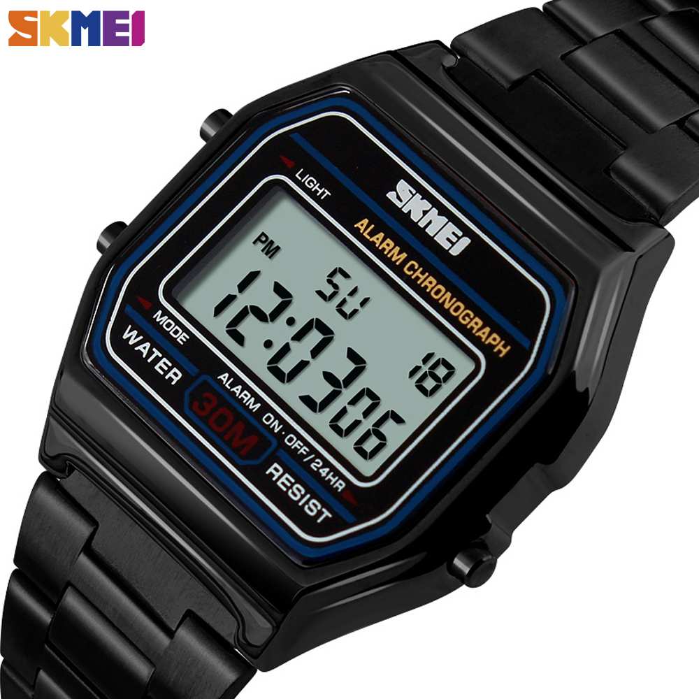 SKMEI SK 1123BN Unisex Watch Stainless Steel LED Digital Watch - Brown