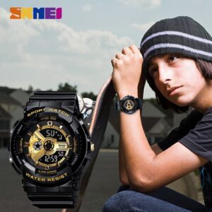 SKMEI SK 1689BKGD Kid's Sports Watch - Black Gold