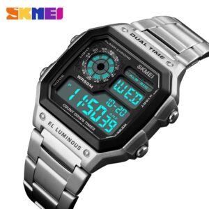 SKMEI SK 1335GD Men's Watch Stainless Steel Strap Digital Watch - Gold