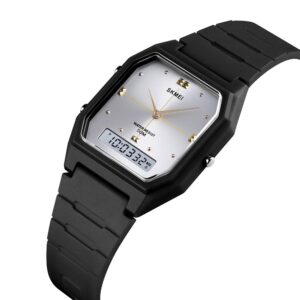 SKMEI SK 1604BKBK Unisex Watch Simple Design Double Time - Black Black