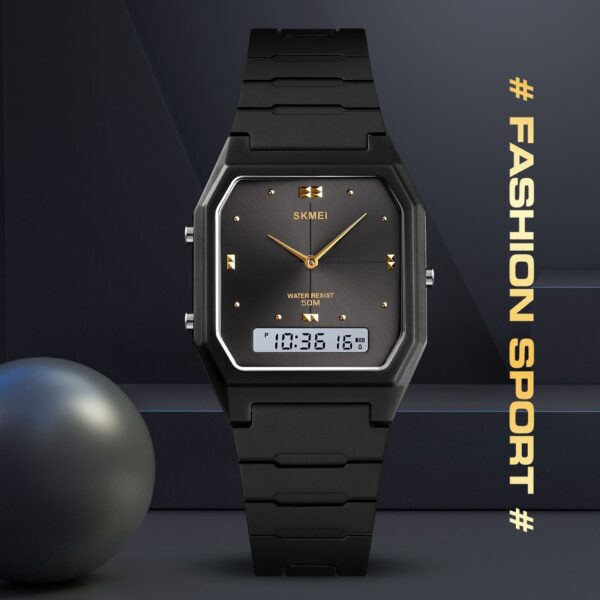 SKMEI SK 1604BKSI Unisex Watch Simple Design Double Time - Black Silver