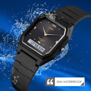 SKMEI SK 1604BKBK Unisex Watch Simple Design Double Time - Black Black