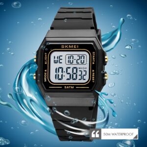 SKMEI SK 1683BKGDW Unisex Sport Watch Led Light Electronic Watch - Black Gold White
