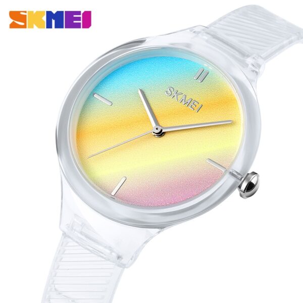 SKMEI SK 1714WT Women's Watch Colorful Transparent Strap - White