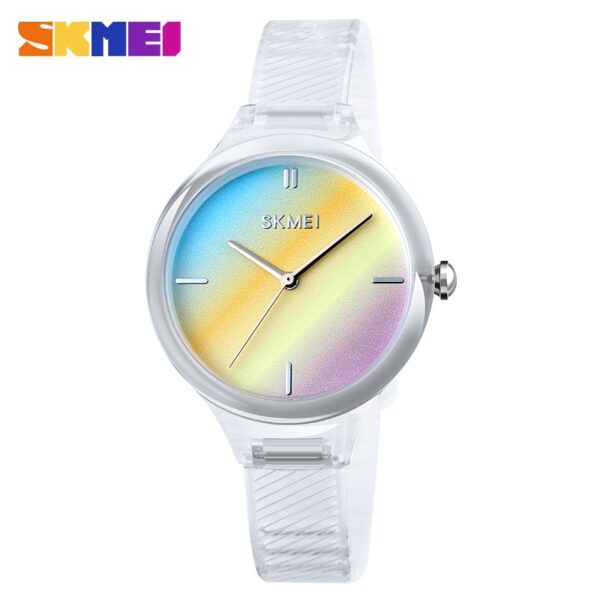 SKMEI SK 1714WT Women's Watch Colorful Transparent Strap - White