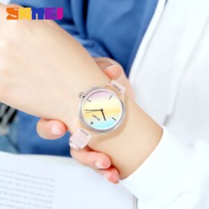 SKMEI SK 1714WT Women's Watch Colorful Transparent Strap - White