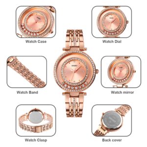 SKMEI SK 1740RG Women's Watch Round Bracelet Set - Rose Gold