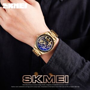 SKMEI SK 9194GDBK Men's Automatic Watch Luminous Transparent Stainless Steel - Gold Black