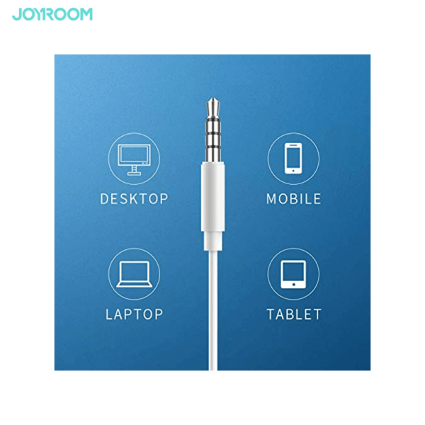 Joyroom JR-EP BEN Series Earphone High Elasticitive TPE line HiFi Quality, 3.5MM Audio Jack - White