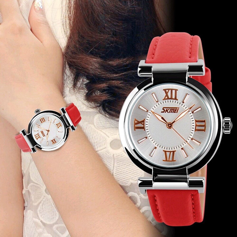 SKMEI SK 9075WT Women's Watch Leather Strap Luminous - White