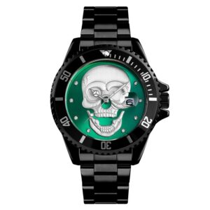 SKMEI SK 9195SIGN Men's Watch 3D Skull Pattern - Silver Green