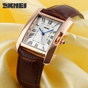 SKMEI SK 1085RD Women's Watch Rectangle Style Leather Strap - Red