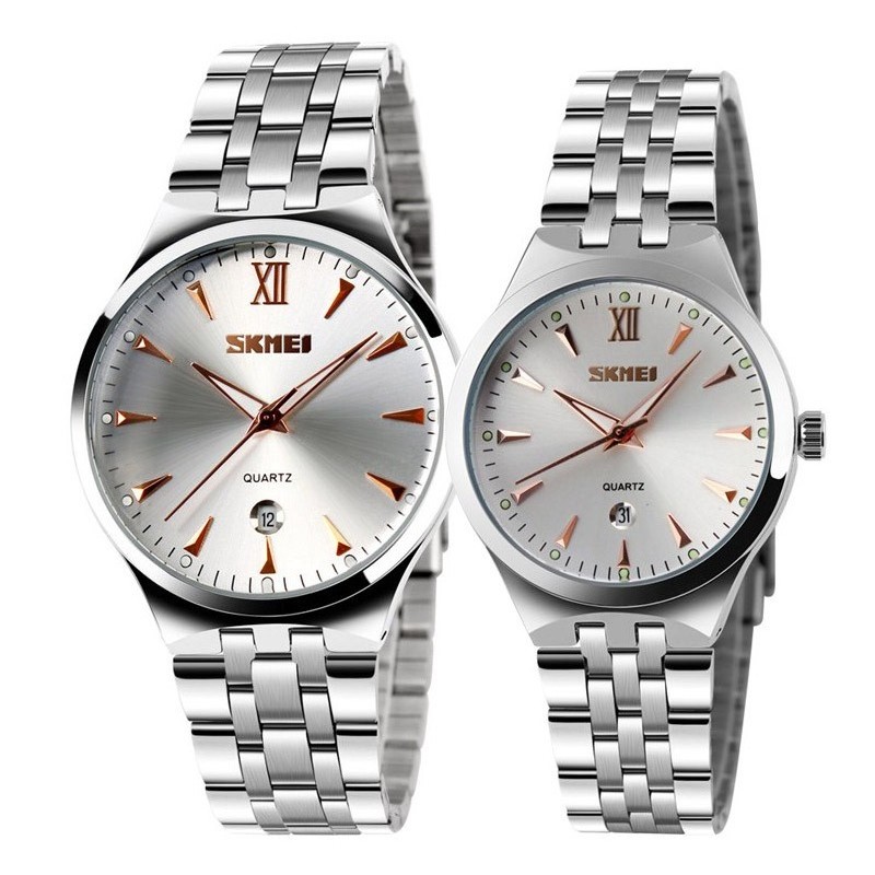 Skmei SK 9071BK couple watch  full steel wristwatch - Black