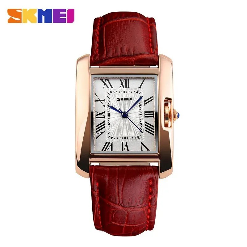 SKMEI SK 1085BN Women's Watch Rectangle Style Leather Strap - Brown