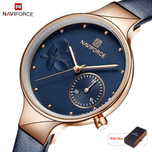 NAVIFORCE NF 5001 Women's Watch Waterproof Leather Wristwatch  - Blue