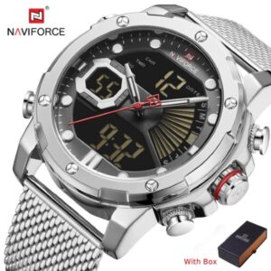 NAVIFORCE NF 9172 Stainless Steel Luminous Waterproof Men's Watch Dual Time-Silver