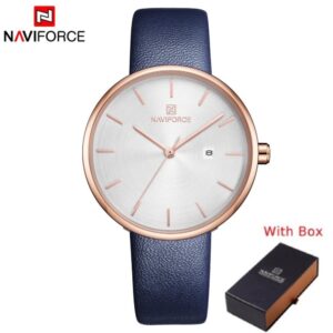 NAVIFORCE NF 5002 Classic Women's Watch Leather Strap  - Blue White