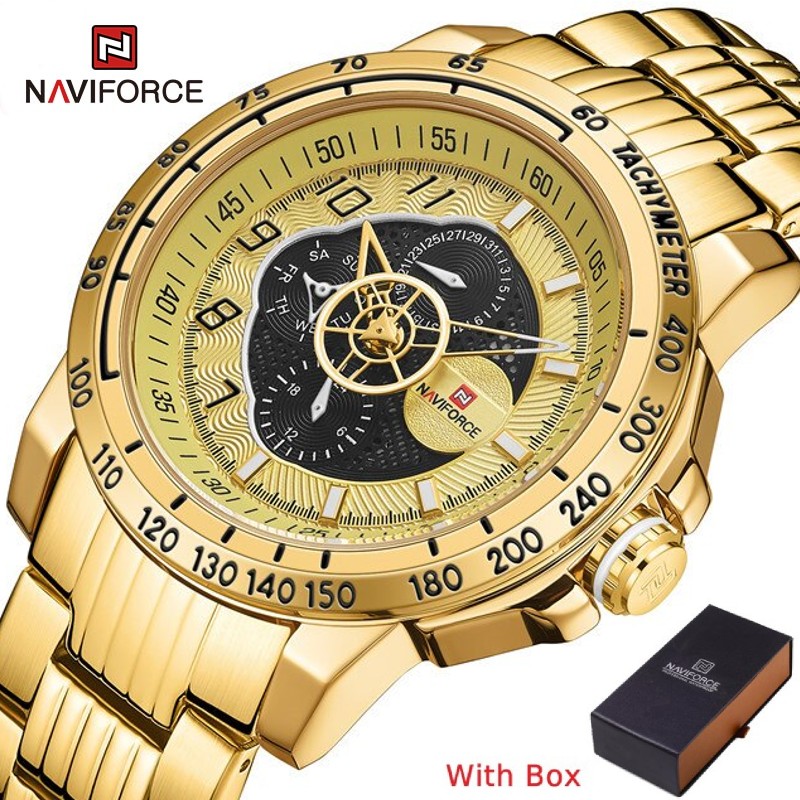 NAVIFORCE NF 9180 Sport Waterproof Men's Watch - Gold