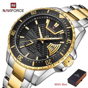 NAVIFORCE NF 9191 Men's Watch Stainless Steel - Silver Rose Gold Green