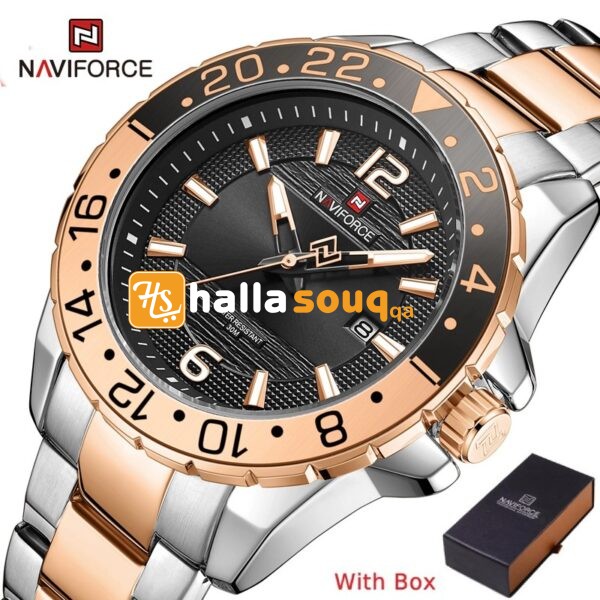 NAVIFORCE NF 9192 Men's Causal Stainless Steel watch - Silver Rose Gold