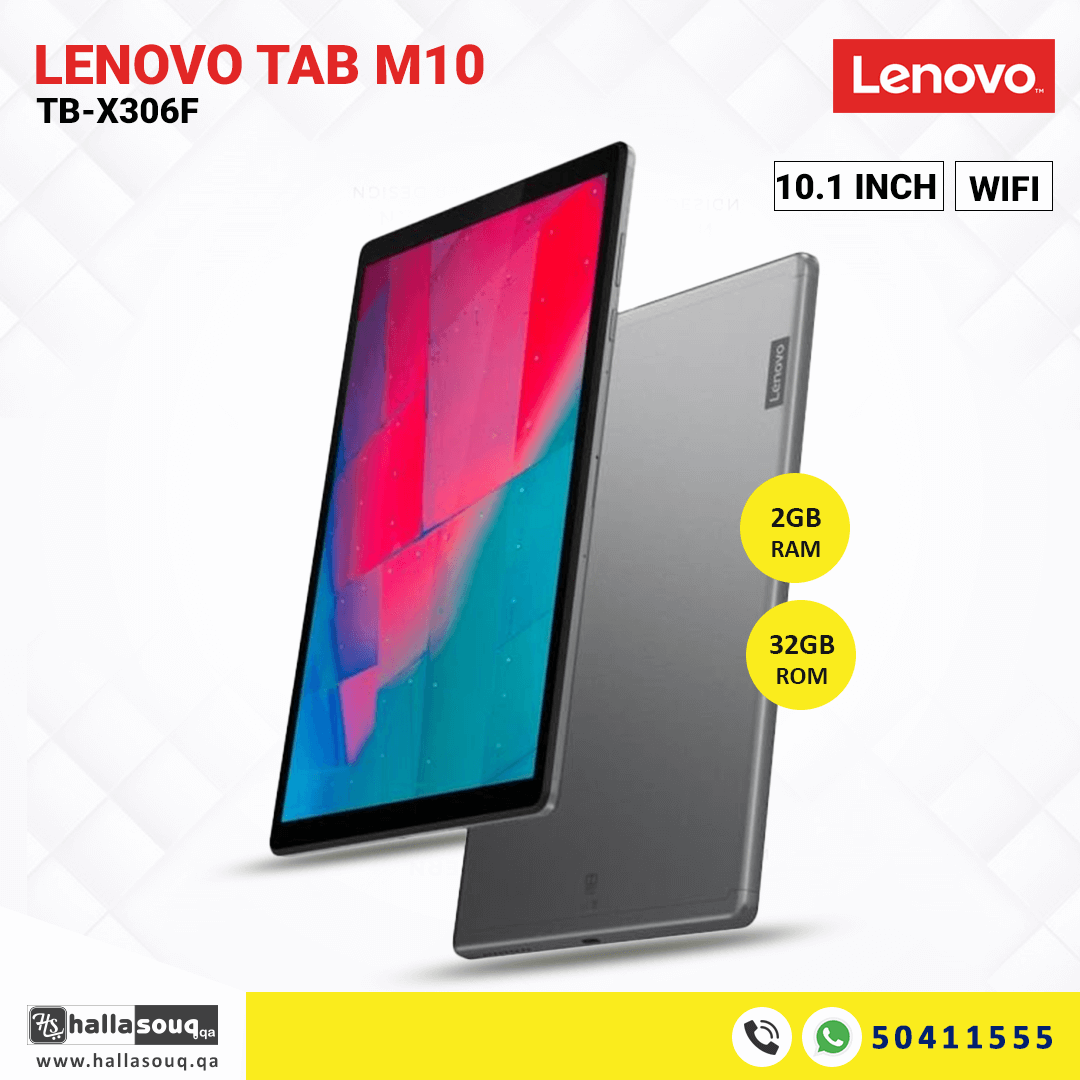 Lenovo M10 HD - Tab X306F ZA6W0166AE Tablet ( 10.1"Inch HD, 2GB Ram, 32GB Storage, MicroSD card (Up to 1TB), Wifi, 5000mAh Battery, Android 10) - Iron Grey