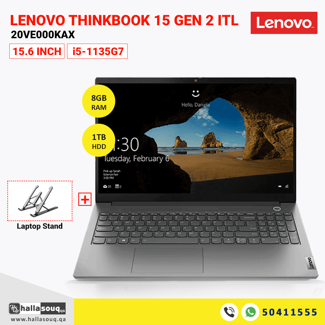 Lenovo Thinkbook 15 Gen 2 ITL 20VE00KAX Laptop (i15-1135G7, 8GB RAM, 1TB HDD, 15.6 Inch FHD) - Mineral Grey