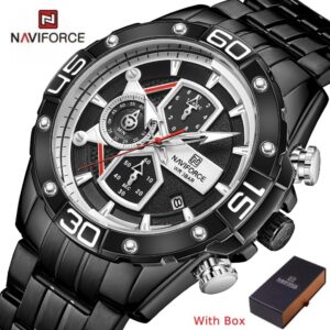 NAVIFORCE NF 8018 Men's Luxury watch Stainless Steel - Black Black