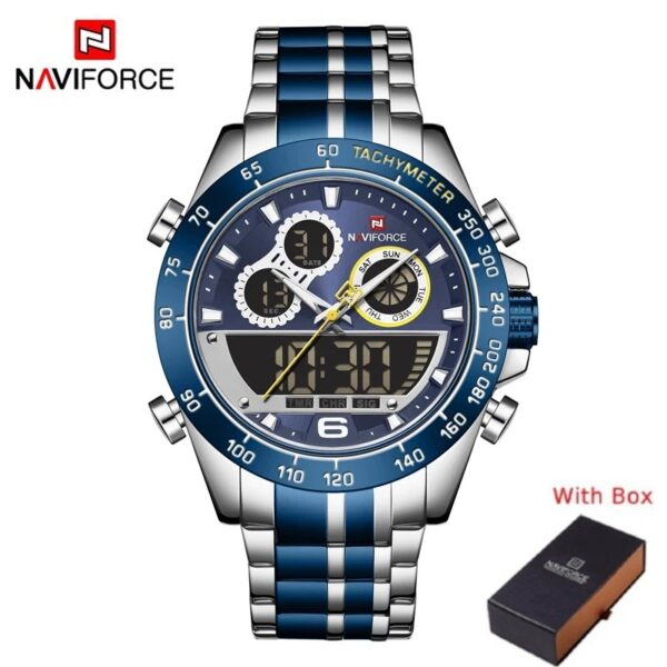 NAVIFORCE NF 9188 Sports Stainless Steel Man Wristwatch - Silver Blue