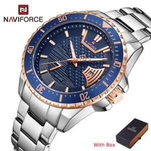 NAVIFORCE NF 9191 Men's Watch Stainless Steel - Silver Rose Gold Blue