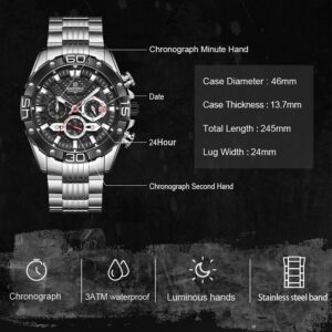 NAVIFORCE NF 8019 Men's Watch Chronograph Sports watch - Silver Black