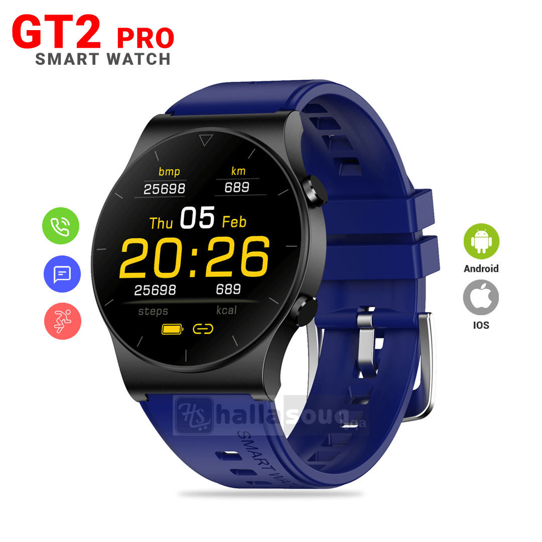 GT2 Pro Smart Watch, 1.28 Inch Display With Health Monitoring - Blue