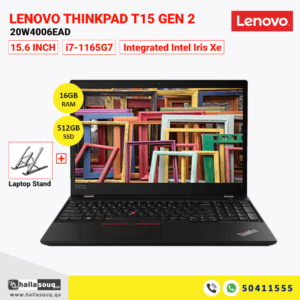 Lenovo Thinkpad T15 Gen 2 20W4006EAD Laptop (Intel Core i7-1165G7, 16GB RAM, 512GB SSD, Integrated Intel Iris Xe, Windows 10 PRO) - Black