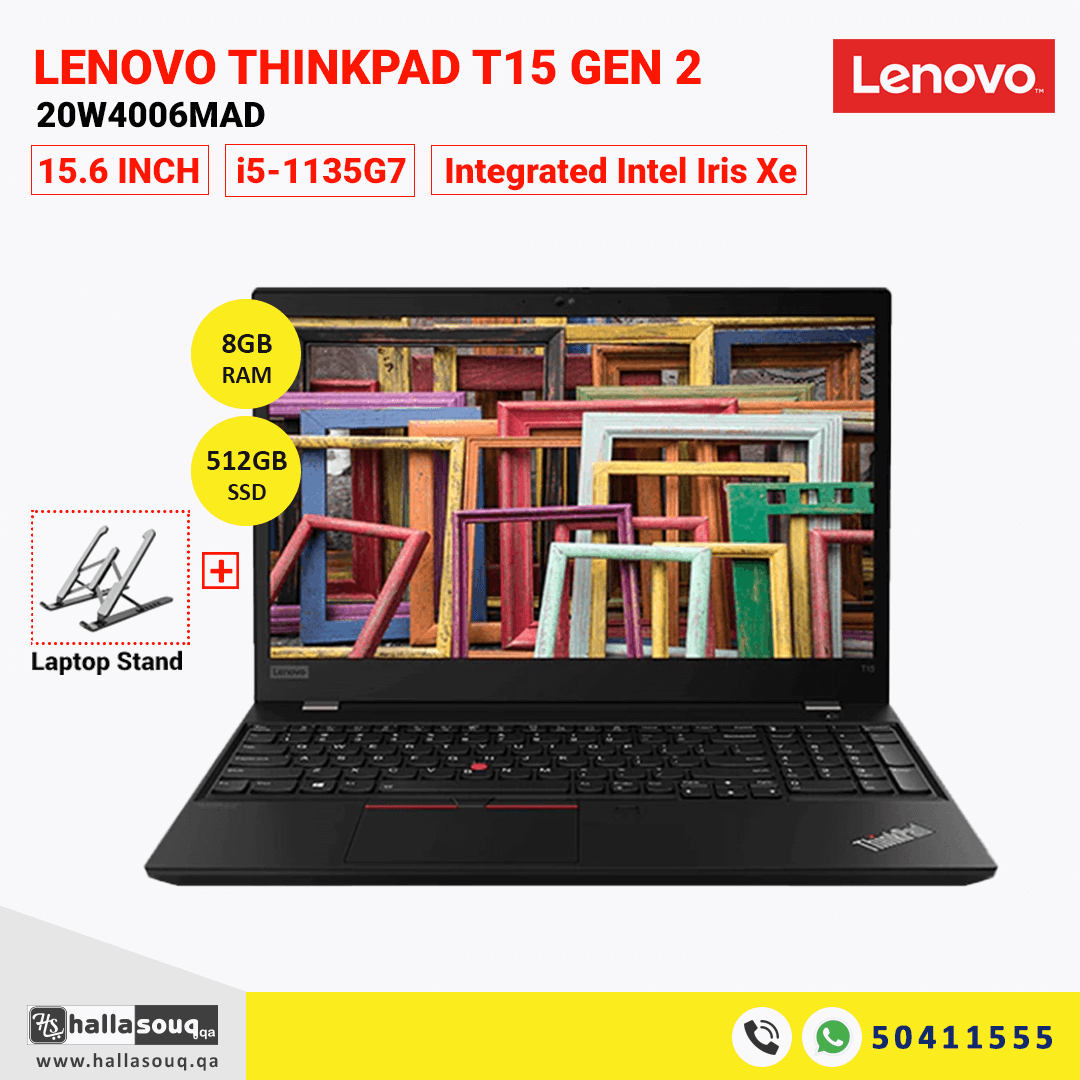 Lenovo Thinkpad T15 Gen 2 20W4006MAD Laptop (Intel Core i5-1135G7, 8GB RAM, 512GB SSD, Integrated Intel Iris Xe, Windows 10 Pro) - Black
