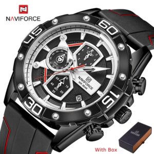 NAVIFORCE NF 8018 Men's watch Rubber Strap - Black Orange