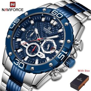 NAVIFORCE NF 8019 Men's Watch Chronograph Sports watch - Silver Coffee