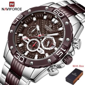 NAVIFORCE NF 8019 Men's Watch Chronograph Sports watch - Silver Black