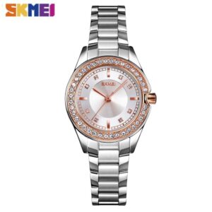 SKMEI SK 1534GD Women's Watch Stainless Steel Innovative Diamond Wristwatch - Gold