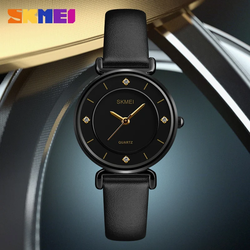 SKMEI SK 1330BK Women's Watch Leather Strap - Black