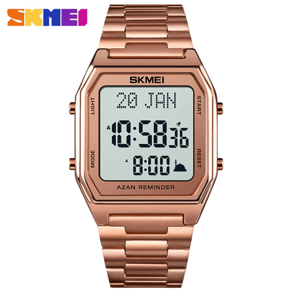 Skmei SK 1763 Islamic Prayer Watch with Qibla Direction and Azan Reminder - Rose Gold