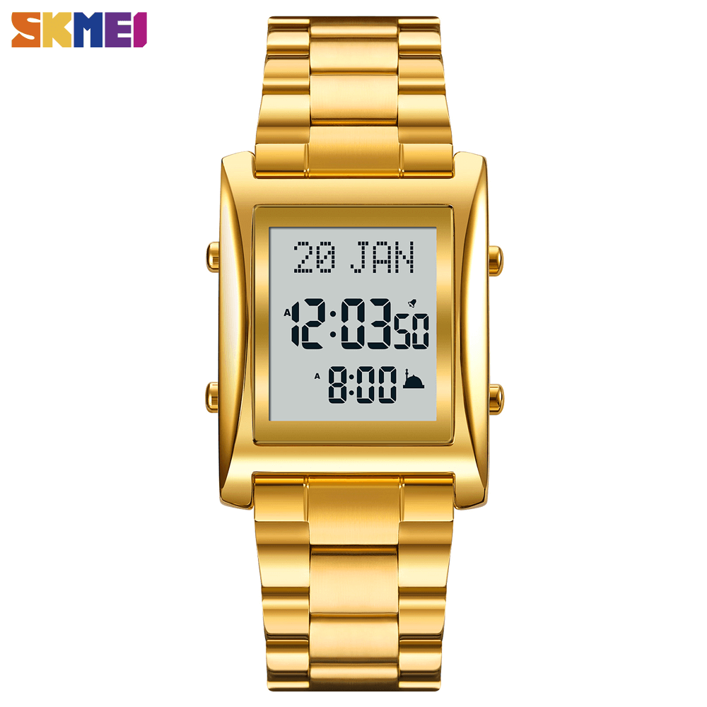 Skmei SK 1815  Islamic Prayer Watch with Qibla Direction and Azan Reminder - Gold