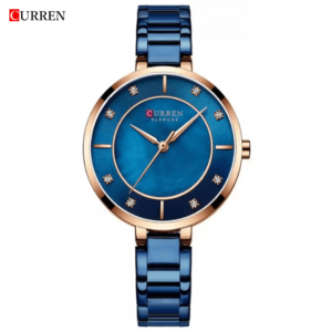 Curren 9051 Ladies Quartz Watch Chronograph Fashion Casual Stainless Steel - Blue